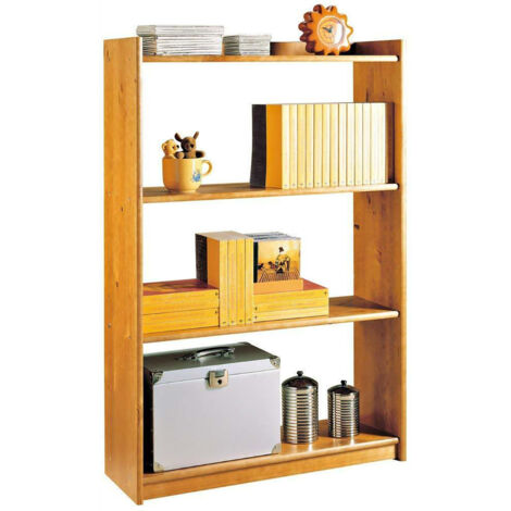Étagère de rangement en bois de pin massif coloris miel - Longueur 80 x Profondeur 28 x Hauteur 120 cm