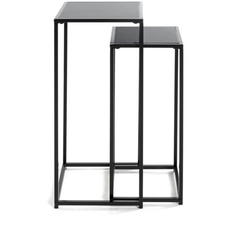 Lot de 2 portes plantes en métal coloris noir (1/5)