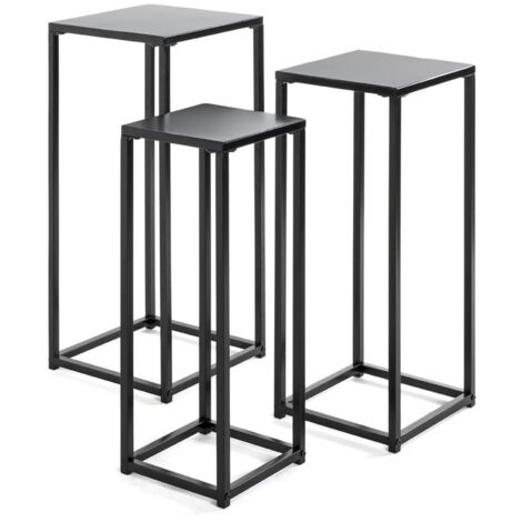 Lot de 3 portes plantes en métal coloris noir (1/5)