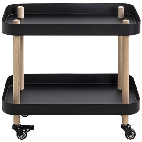 Chariot de service, desserte en bois coloris naturel et métal noir -longueur 50 x profondeur 30 x hauteur 47 cm (1/5)