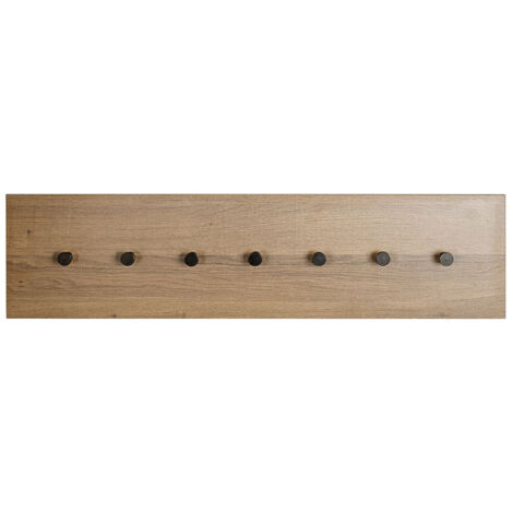 Garderobe murale, patère murale en bois coloris chêne et métal noir -longueur 35 x profondeur 5 x hauteur 12 cm (1/4)