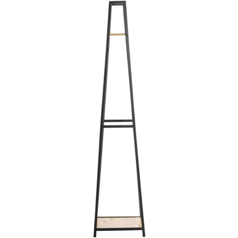 Porte-manteau en bois coloris chêne et métal coloris noir -longueur 38 x profondeur 40 x hauteur 166 cm (1/5)