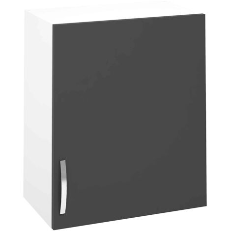 Meuble haut de cuisine avec 1 porte coloris gris - Hauteur 70 x Longueur 60 x profondeur 33 cm (1/2)