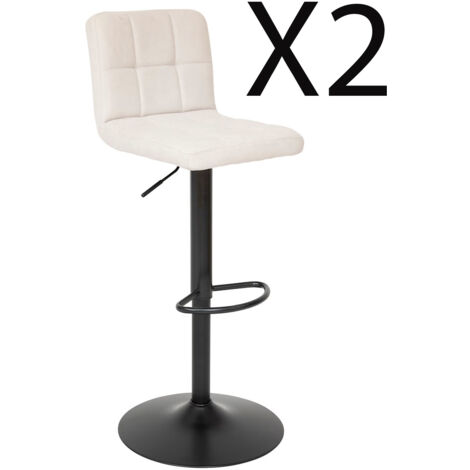 Lot de 2 chaises de bar, chaises hautes réglables en PU beige et pieds en métal noir - Longueur 45 x Profondeur 52 x Hauteur 104 cm (1/4)