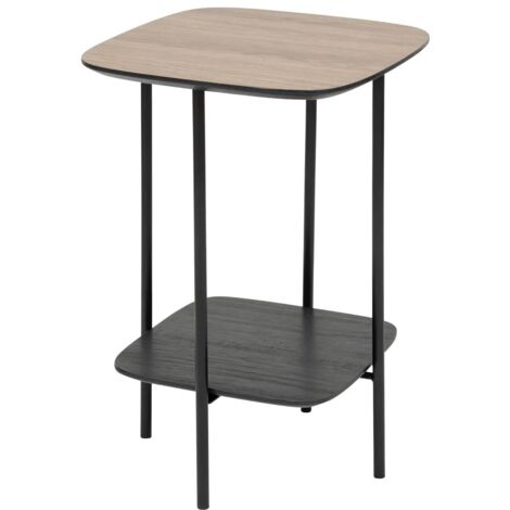 Table à café, table d'appoint en bois coloris naturel et métal noir -Longueur 40 x Profondeur 40 x Hauteur 60 cm (1/5)
