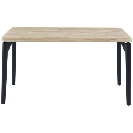 Table à manger, table de repas rectangulaire en bois coloris chêne nordique, pieds en métal noir - Longueur 140 x profondeur 80 x hauteur 76 cm (1/4)