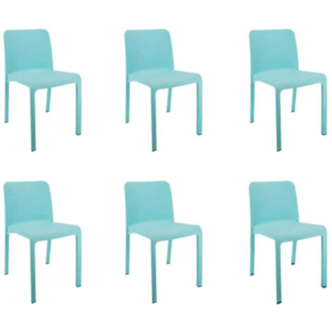 Pegane – Lot de 6 chaises de jardin empilables en résine bleu azul – Résistantes aux intempéries – Dimensions 48x53x80 cm – Pieds antidérapants (1/4)