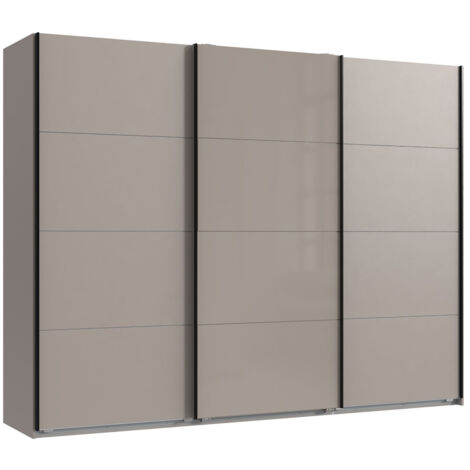 Armoire à portes coulissantes coloris Gris et verre gris, graphite -Longueur 270 x Hauteur 208 x Profondeur 65 cm (1/4)