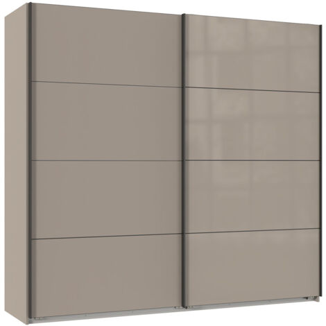 Armoire à portes coulissantes coloris Gris et verre coloris gris, graphite -Longueur 225 x Hauteur 208 x Profondeur 65 cm (1/3)
