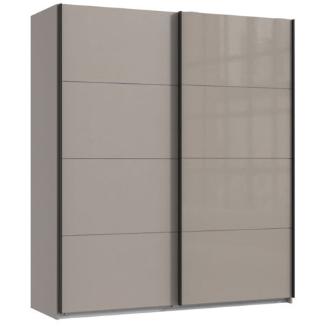 Armoire à portes coulissantes coloris Gris et verre coloris gris, graphite -Longueur 180 x Hauteur 208 x Profondeur 65 cm (1/2)