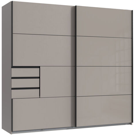 Armoire, placard coloris Gris et verre coloris gris, graphite - Longueur 225 x Hauteur 208 x Profondeur 64 cm (1/3)