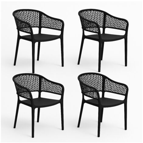 Lot de 4 chaises de jardin empilables en résine coloris anthracite - Longueur 59 x Profondeur 56 x Hauteur 79 cm (1/5)