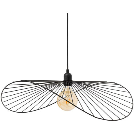 Lampe suspendue, Suspension luminaire en polypropylène coloris noir et métal noi - Longueur 57 x Profondeur 16 x Hauteur 58 cm (1/4)
