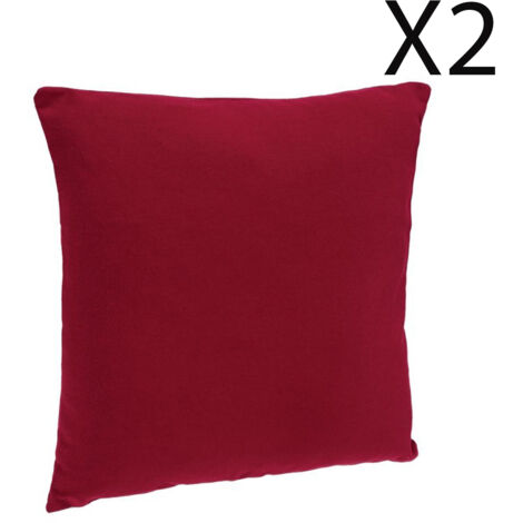 Lot de 2 coussins déhoussables en polyester coloris rouge - Longueur 38 x Profondeur 12 x Hauteur 38 cm (1/2)