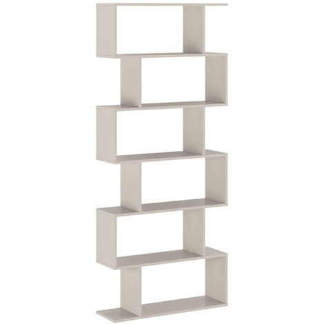 Etagère asymétrique haute, meuble étagère coloris beige - Longueur 80 x profondeur 24,60 x hauteur 191 cm (1/3)