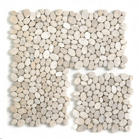 Carrelage de mosaïque (Boite de 1m²) / Plaque mosaïque mur et sol en marbre naturel coloris blanc mat - 33 x 33 cm