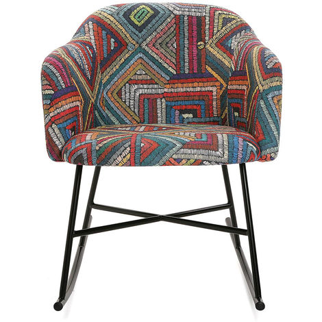 Fauteuil A Bascule Multicolore Motif Ethnique L 66 X L 80 X H 73 Cm Pegane