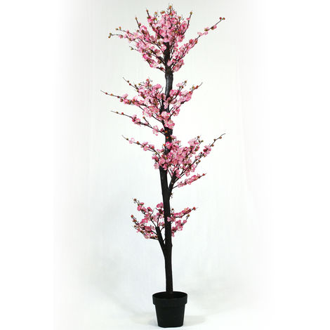 Arbre artificiel Cerisier fleurs roses Kyoto - Hauteur 180 cm -PEGANE-