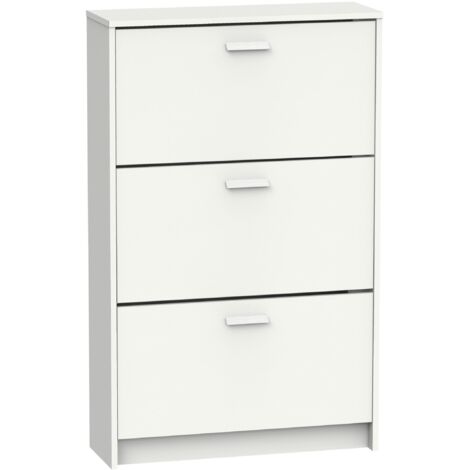 Meuble à chaussures de 3 portes, 18 paires coloris Blanc - Longueur 74 x Profondeur 25 x Hauteur 119,5 cm (1/5)