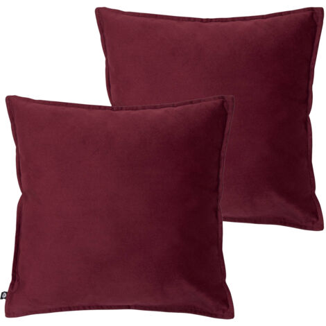 Lot de 2 coussins déhoussables en polyester coloris Rouge Grenat - Longueur 45 x largeur 6 x Hauteur 45 cm (1/5)