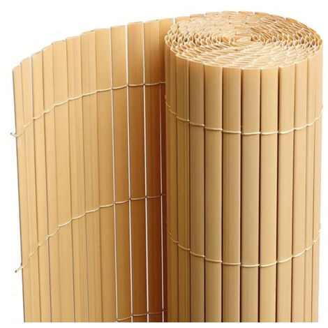 Canisse Brise vue en PVC tube Plat,Clôture protection pour jardin terasse balcon coloris naturel Bambou (1/5)