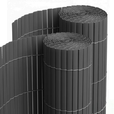Lot de 2 Canisses Brise vue en PVC tube Plat,Clôture protection pour jardin terasse balcon coloris Gris (1/5)