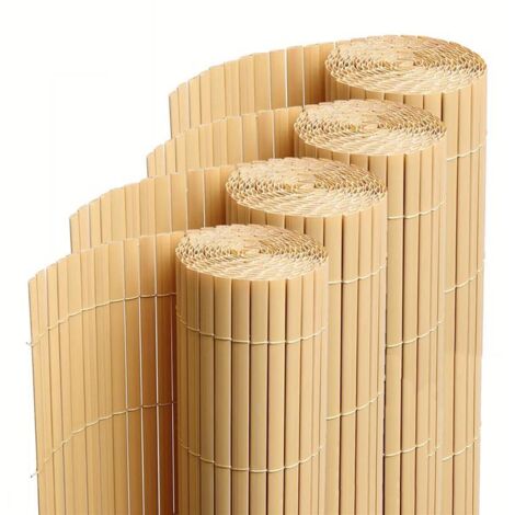 Lot de 4 canisses brise-vue en PVC tube plat – Hauteur 80 cm – Longueur 500 cm – Couleur naturel bambou – Résistance aux intempéries et UV – Visiodirect (1/5)