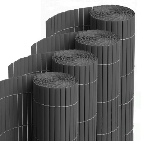 Lot de 4 canisses Brise vue en PVC tube Plat,Clôture protection pour jardin terasse balcon coloris Gris