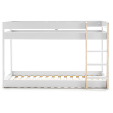 Lit superposé enfant en bois coloris blanc ciré, couchage 90 x 190 cm - Longueur 197 x Profondeur 107 x Hauteur 131 cm (1/5)