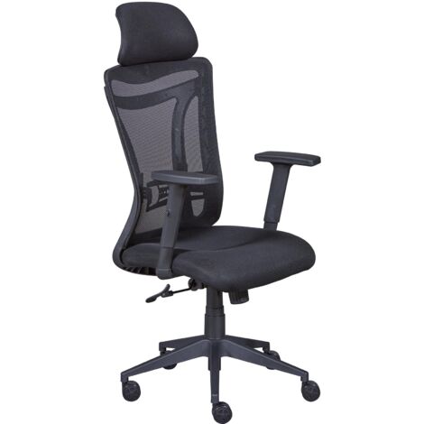Chaise de Bureau en Polyester coloris noir - longueur 61 x profondeur 88 x hauteur 128 - 133 cm (1/3)