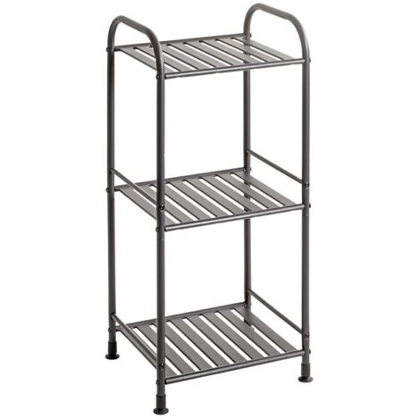 Etagère de 3 niveaux meuble de rangement en métal Gris anthracite - Longueur 33 x Hauteur 78 x Profondeur 28 cm (1/5)