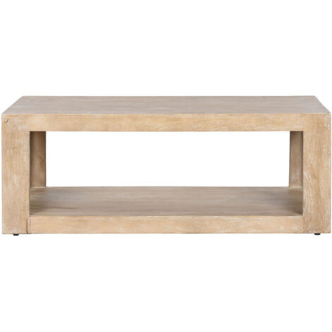 Table basse, table de salon en bois massif coloris naturel - longueur 120 x profondeur 58 x Hauteur 45 cm (1/5)