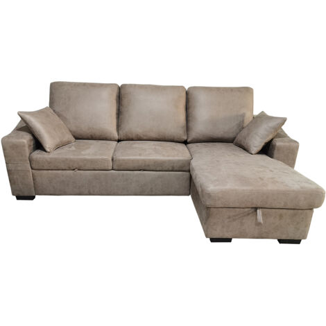 Canapé 3 places avec méridienne coffre en simili-cuir coloris ciment- Longueur 248 x profondeur 156 x hauteur 95 cm (1/4)
