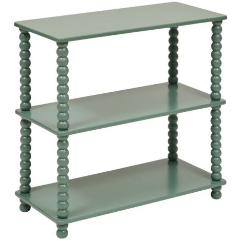 Etagère 3 niveaux avec pieds torsadés coloris vert - Longueur 75 x largeur 34 x Hauteur 75 cm (1/4)
