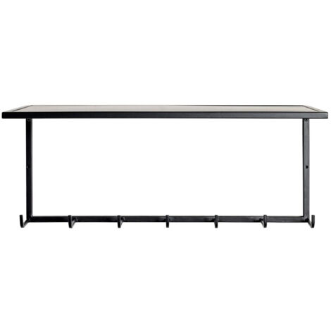 Garderobe murale, Patère murale en métal coloris noir -longueur 60 x profondeur 25 x hauteur 25 cm (1/5)