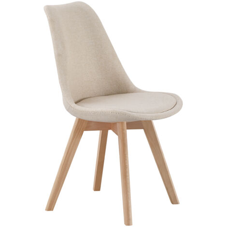 Lot de 4 chaises de salle à manger rembourrés coloris Beige - Longueur 48 x Largeur 54 x Hauteur 84 cm (1/4)
