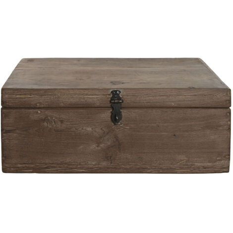 Coffre de rangement rectangulaire en bois coloris marron - longueur 46 x profondeur 31 x Hauteur 31 cm (1/5)