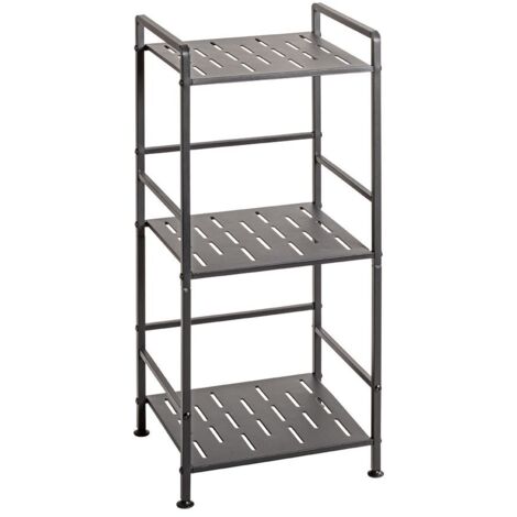 Etagère de 3 niveaux meuble de rangement en métal Gris anthracite - Longueur 33 x Hauteur 74 x Profondeur 28 cm (1/5)