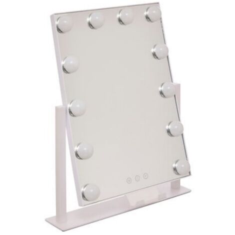 Miroir pivotant avec éclairage LED écran tactile coloris Blanc - Longueur 35 x Profondeur 7 x Hauteur 43 cm (1/4)