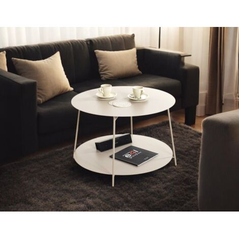 Table basse ronde Table d'appoint en métal coloris gris - Diamètre 65 x ...