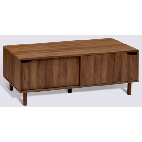 Table basse avec 2 niches rangement et portes coulissantes - Longueur 108 x Profondeur 60 x Hauteur 42 cm (1/5)