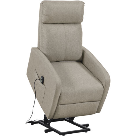 Fauteuil de relaxation électrique inclinable en tissu beige avec repose pieds - Longueur 64 x Largeur 93 x Hauteur 104 cm (1/5)
