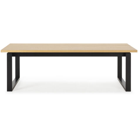 Table à manger, table de repas rectangulaire coloris chêne et pieds en métal coloris noir - Longueur 220 x Profondeur 100 x Hauteur 76 cm (1/5)
