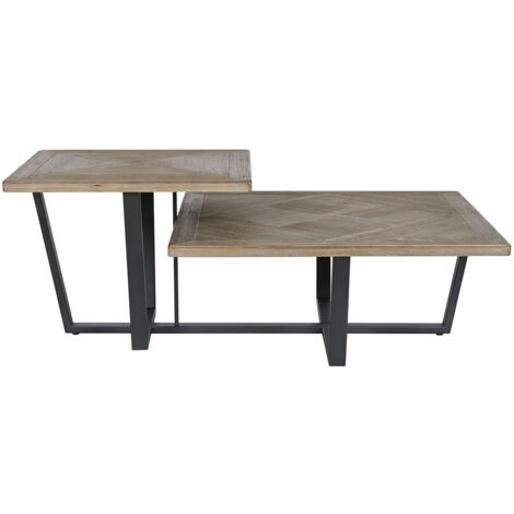Table basse, table de salon en bois naturel et métal noir - longueur 118 x profondeur 78 x Hauteur 45 cm (1/5)