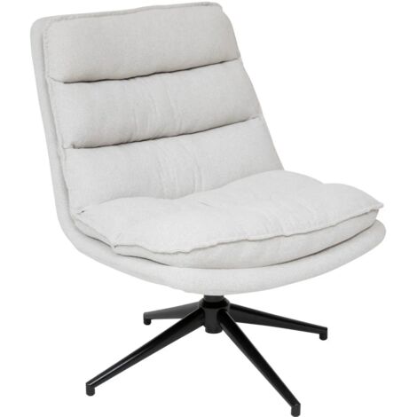 Fauteuil Pivotant en lin coloris beige et pieds en métal noir - Longueur 64 x Profondeur 74,5 x Hauteur 87 cm (1/3)