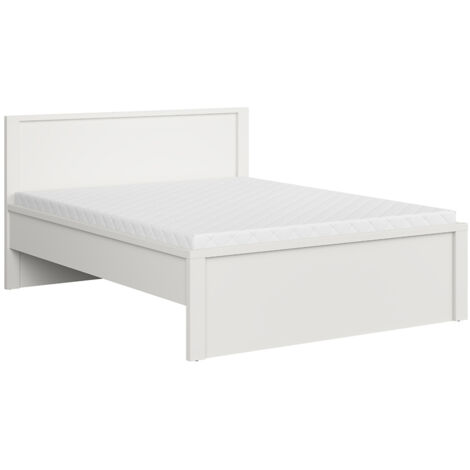 Lit adulte 160x200 + 2 Tiroirs de rangement sur roulettes coloris Blanc/Blanc Mat - Longueur 208 x Largeur 168 x Hauteur 50-100 cm (1/5)