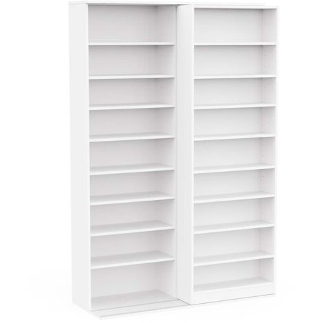 Bibliothèque étagère meuble de rangement couleur blanc mat - Largeur 116,7 x Profondeur 44,4 x Hauteur 178,8 cm (1/5)