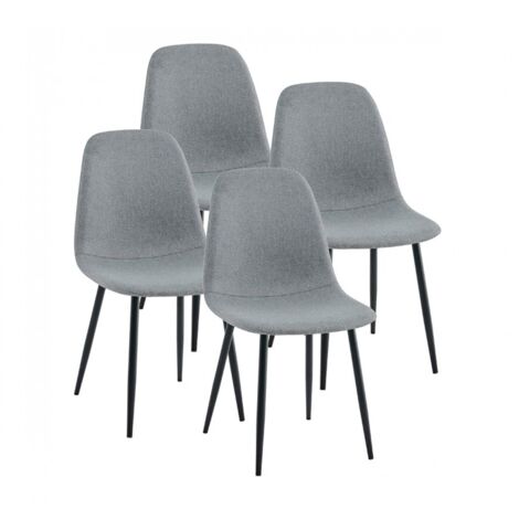 Lot de 4 Chaise de salle à manger avec assise rembourrée en tissu gris - Longueur 49 x Hauteur 86 x Profondeur 43 cm (1/3)