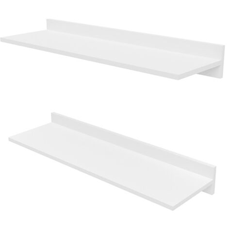 Ensemble de 2 étagères murales coloris blanc neige - Longueur 80 x Profondeur 24 x Hauteur 10 cm (1/3)