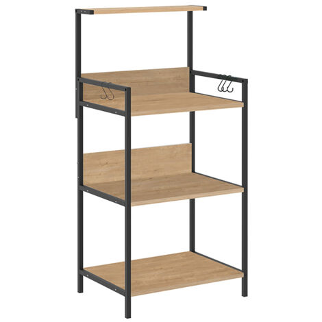 Étagère latérale Idéale comme meuble bar, coin café ou meuble micro-ondes coloris Chêne - Longueur 63 x Hauteur 130 x Profondeur 48 cm (1/3)